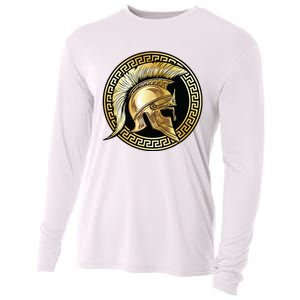 Spartan Helmet Gold Gladiator Sparta Greek Gym Workout Cooling Performance Long Sleeve Crew