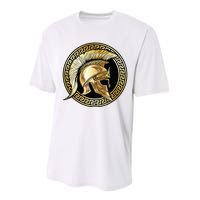 Spartan Helmet Gold Gladiator Sparta Greek Gym Workout Performance Sprint T-Shirt