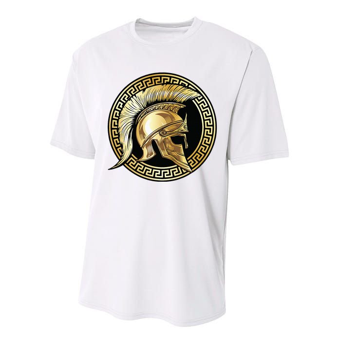 Spartan Helmet Gold Gladiator Sparta Greek Gym Workout Performance Sprint T-Shirt