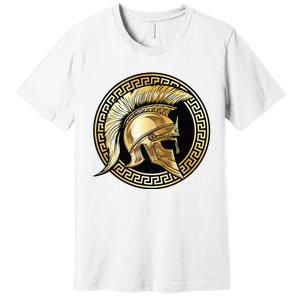 Spartan Helmet Gold Gladiator Sparta Greek Gym Workout Premium T-Shirt