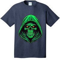 Scary Hooded Green Skull Head Creepy Halloween Costume T-Shirt