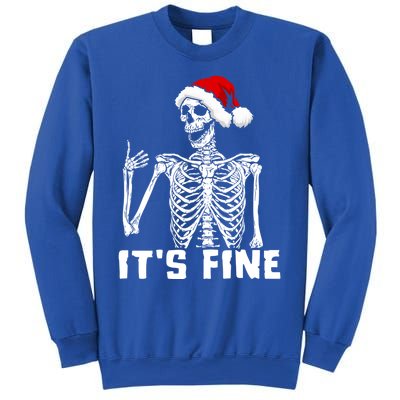 Skeleton Hand Gesture Thumb Up Christmas Hat Its Fine Funny Gift Sweatshirt