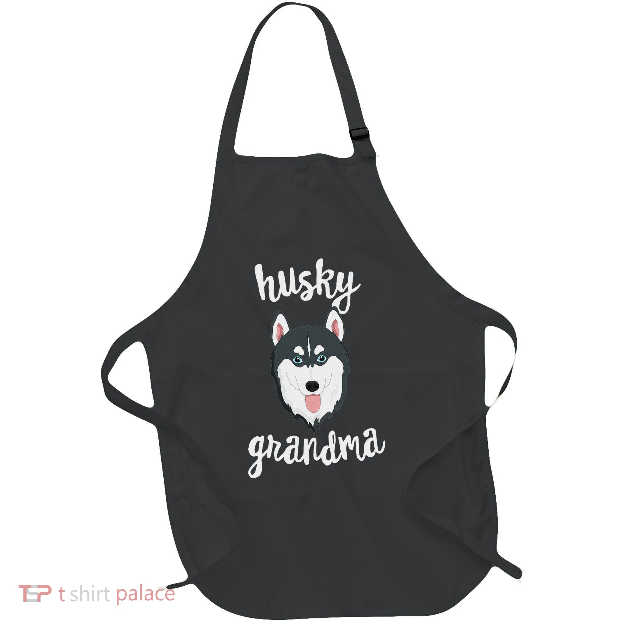 Siberian Husky Grandma Pawma Dog Grandparents Grand Maw Full-Length Apron With Pockets