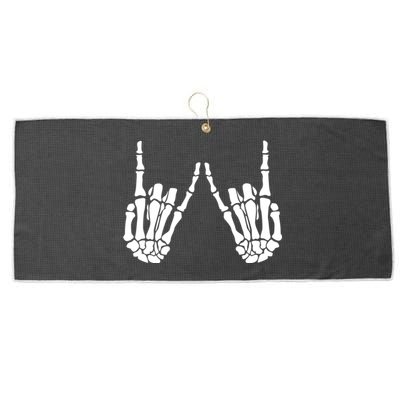 Skeleton Hand Gestures Rock Skeleton Hands Halloween Cool Gift Large Microfiber Waffle Golf Towel