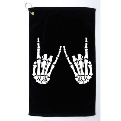 Skeleton Hand Gestures Rock Skeleton Hands Halloween Cool Gift Platinum Collection Golf Towel