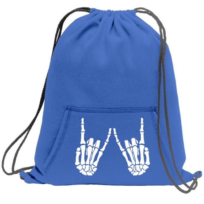 Skeleton Hand Gestures Rock Skeleton Hands Halloween Cool Gift Sweatshirt Cinch Pack Bag