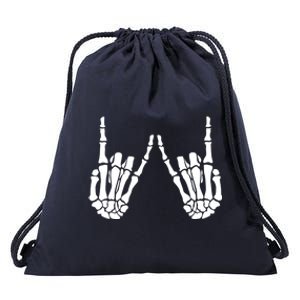 Skeleton Hand Gestures Rock Skeleton Hands Halloween Cool Gift Drawstring Bag