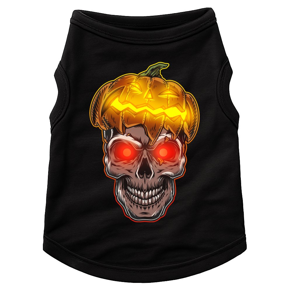Spooky Halloween Glowing Pumpkin Skull Face Doggie Tank