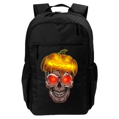 Spooky Halloween Glowing Pumpkin Skull Face Daily Commute Backpack