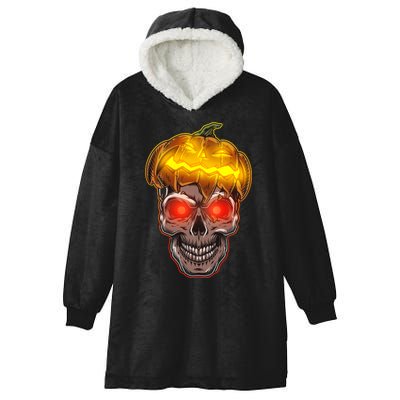 Spooky Halloween Glowing Pumpkin Skull Face Hooded Wearable Blanket