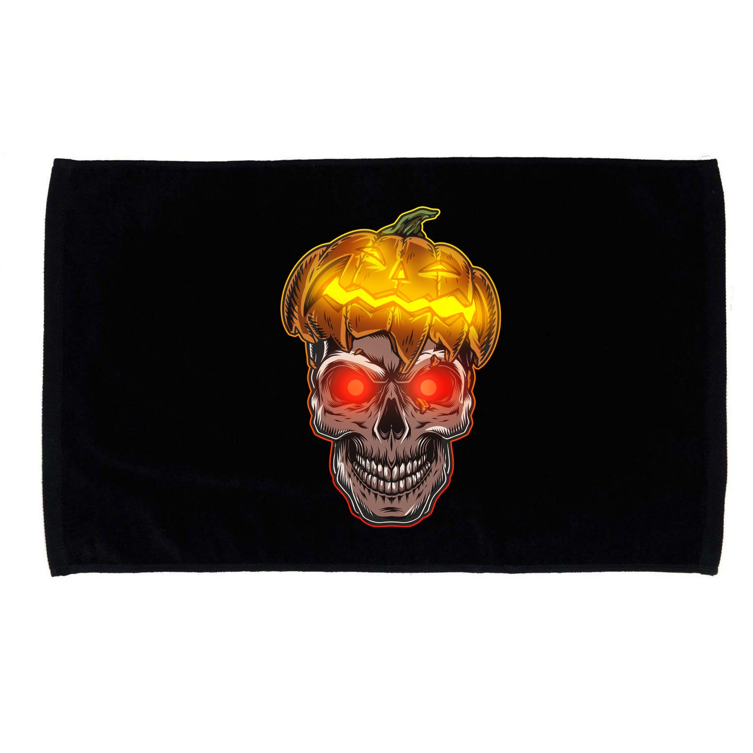 Spooky Halloween Glowing Pumpkin Skull Face Microfiber Hand Towel