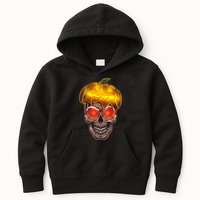 Spooky Halloween Glowing Pumpkin Skull Face Kids Hoodie