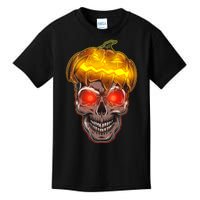 Spooky Halloween Glowing Pumpkin Skull Face Kids T-Shirt