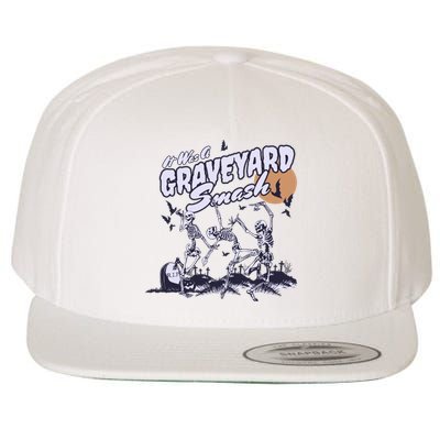 Skeleton Halloween Graveyard Smash Wool Snapback Cap