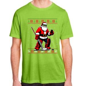 Santa Hockey Goalie Ugly Christmas Gift Adult ChromaSoft Performance T-Shirt