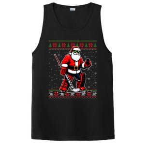 Santa Hockey Goalie Ugly Christmas Gift PosiCharge Competitor Tank