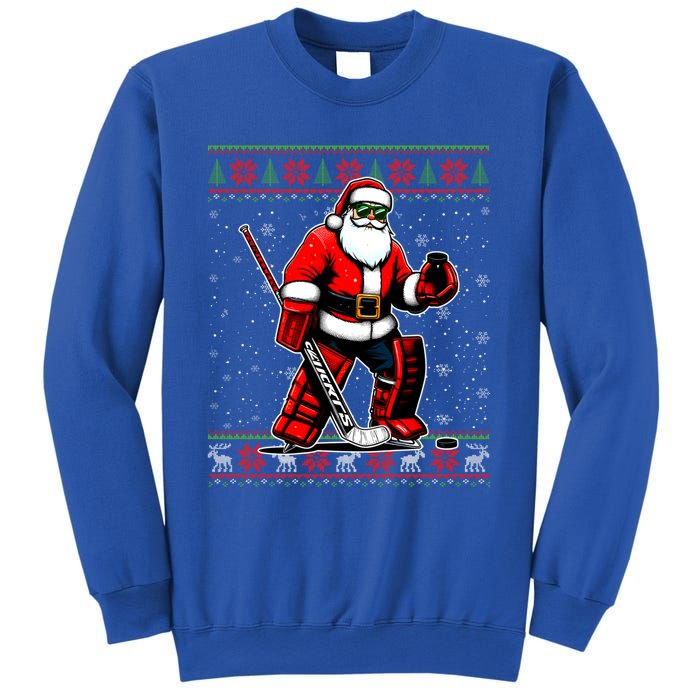 Santa Hockey Goalie Ugly Christmas Gift Sweatshirt