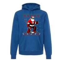 Santa Hockey Goalie Ugly Christmas Gift Premium Hoodie