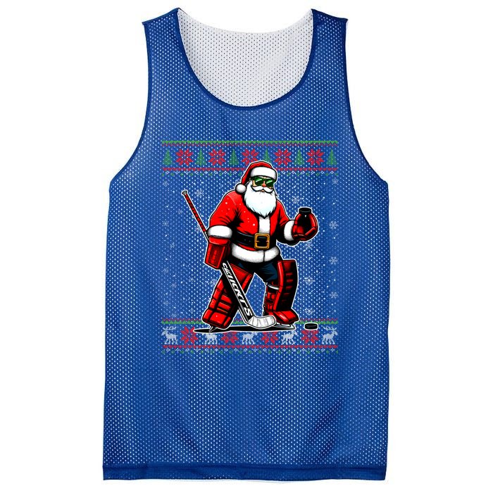 Santa Hockey Goalie Ugly Christmas Gift Mesh Reversible Basketball Jersey Tank