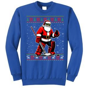 Santa Hockey Goalie Ugly Christmas Gift Tall Sweatshirt