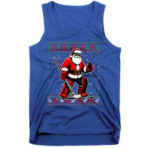 Santa Hockey Goalie Ugly Christmas Gift Tank Top