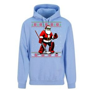 Santa Hockey Goalie Ugly Christmas Gift Unisex Surf Hoodie