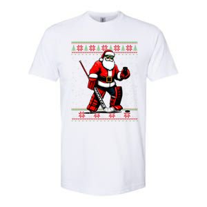 Santa Hockey Goalie Ugly Christmas Gift Softstyle CVC T-Shirt