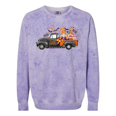 Spooky Halloween Gnome Squad Truck Colorblast Crewneck Sweatshirt