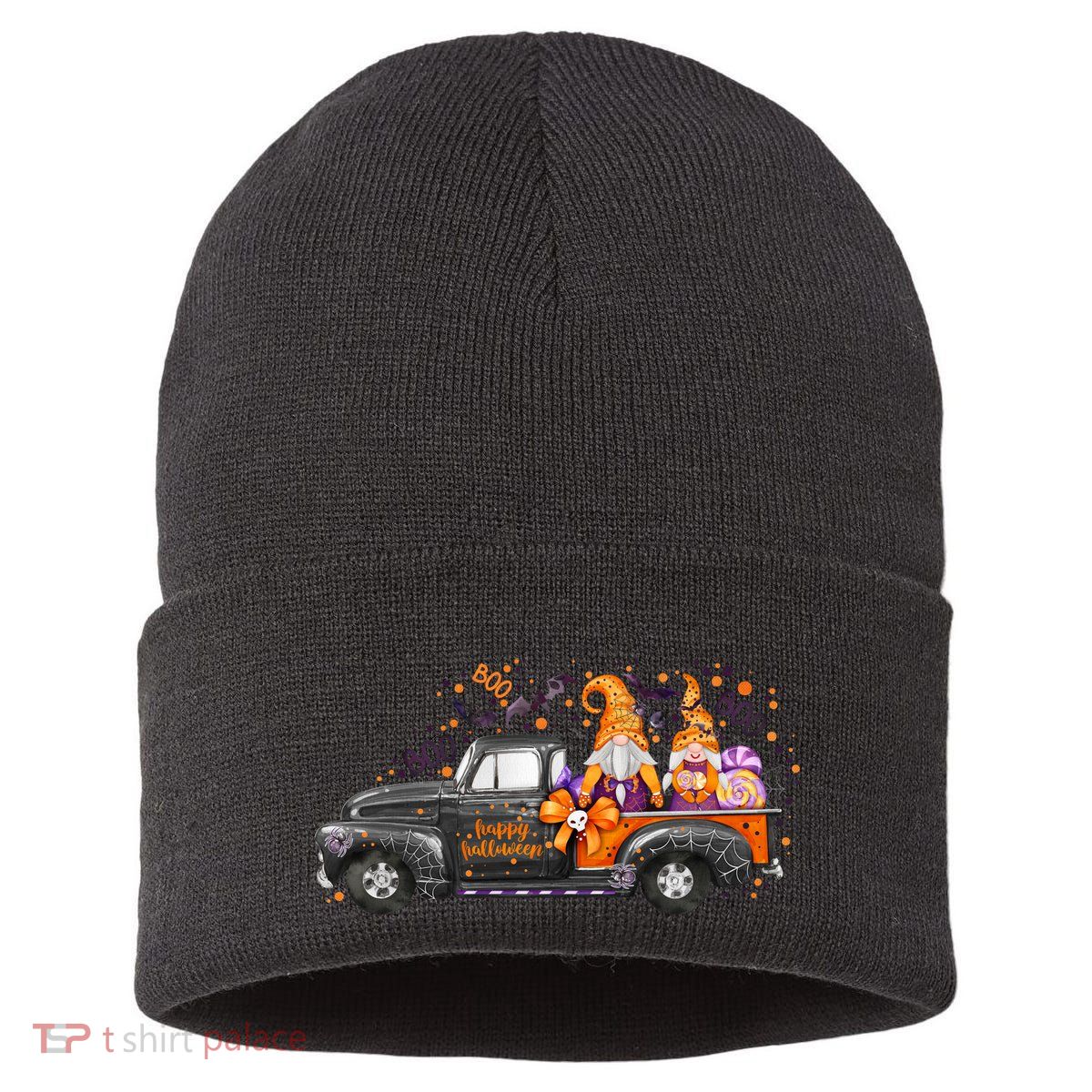 Spooky Halloween Gnome Squad Truck Sustainable Knit Beanie