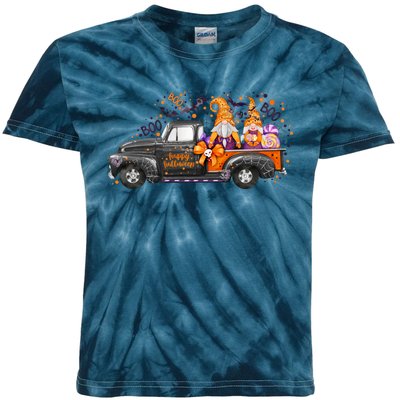 Spooky Halloween Gnome Squad Truck Kids Tie-Dye T-Shirt