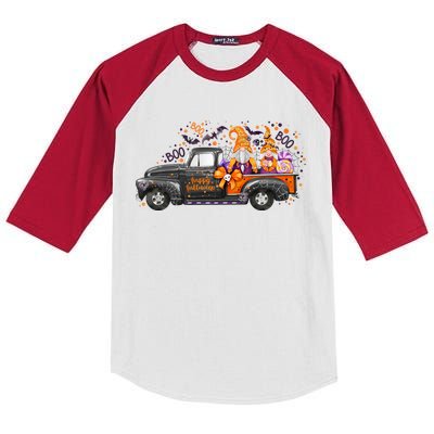 Spooky Halloween Gnome Squad Truck Kids Colorblock Raglan Jersey