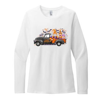 Spooky Halloween Gnome Squad Truck Womens CVC Long Sleeve Shirt