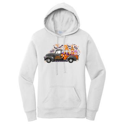 Spooky Halloween Gnome Squad Truck Women's Pullover Hoodie