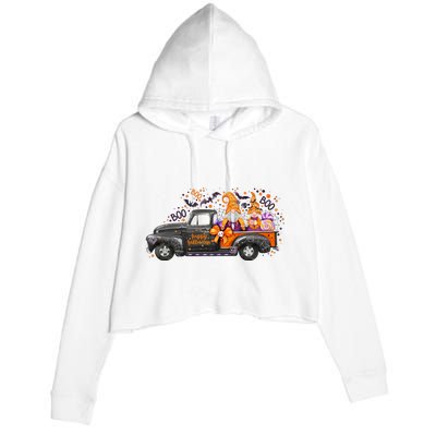 Spooky Halloween Gnome Squad Truck Crop Fleece Hoodie