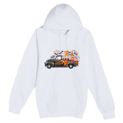 Spooky Halloween Gnome Squad Truck Premium Pullover Hoodie