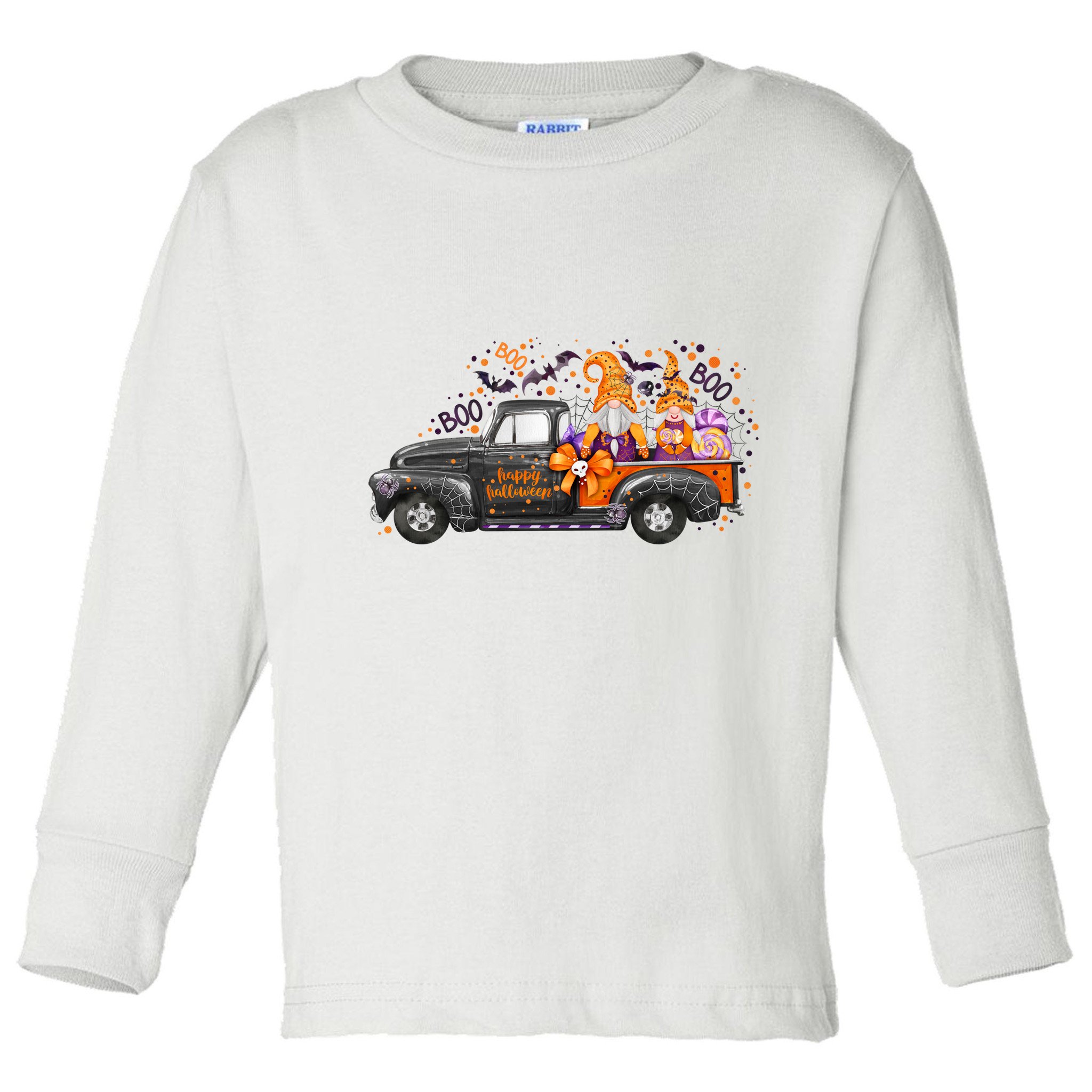 Spooky Halloween Gnome Squad Truck Toddler Long Sleeve Shirt