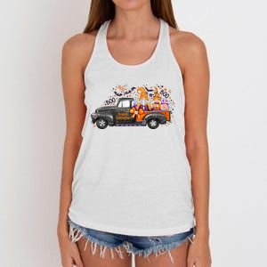 Spooky Halloween Gnome Squad Truck Women's Knotted Racerback Tank