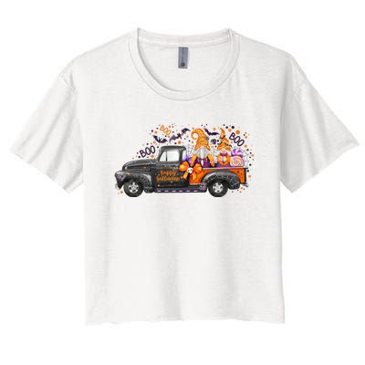 Spooky Halloween Gnome Squad Truck Women's Crop Top Tee