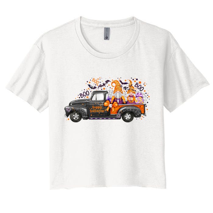 Spooky Halloween Gnome Squad Truck Women's Crop Top Tee