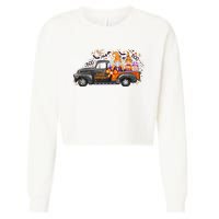 Spooky Halloween Gnome Squad Truck Cropped Pullover Crew