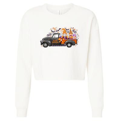 Spooky Halloween Gnome Squad Truck Cropped Pullover Crew