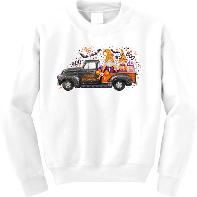 Spooky Halloween Gnome Squad Truck Kids Sweatshirt