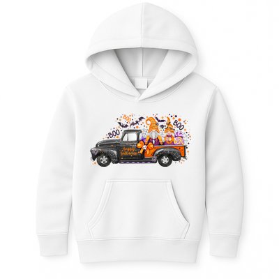 Spooky Halloween Gnome Squad Truck Kids Hoodie