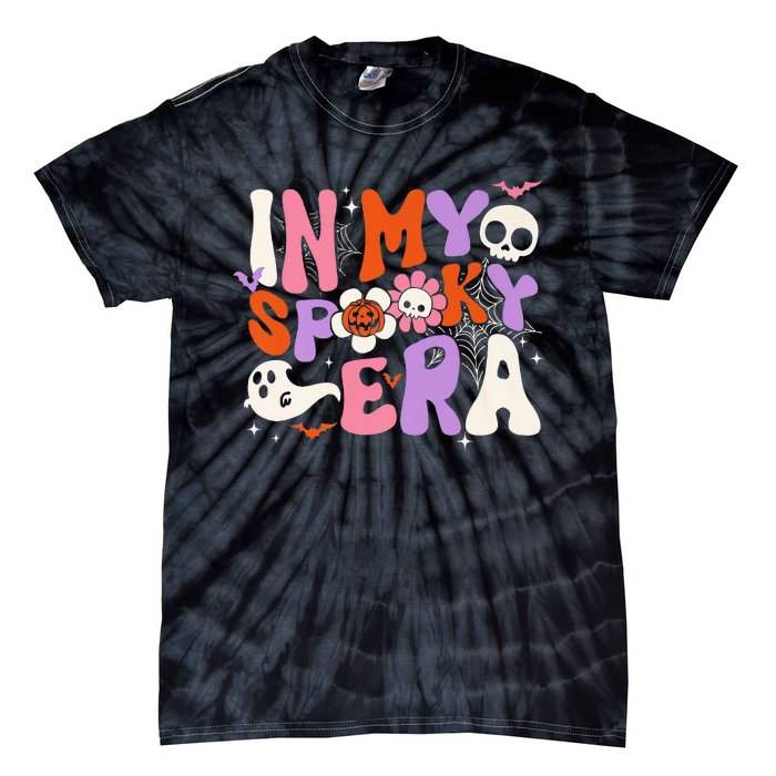 Scary Horror Ghost Groovy In My Spooky Era Retro Halloween Tie-Dye T-Shirt