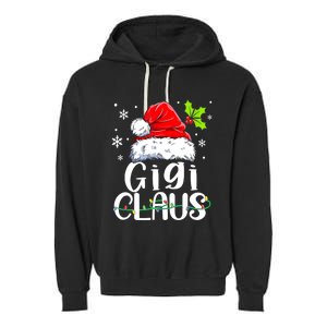 Santa Hat Gigi Claus Elf Funny Ugly Christmas Sweater Garment-Dyed Fleece Hoodie