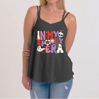 Scary Horror Ghost Groovy In My Spooky Era Retro Halloween Women's Strappy Tank