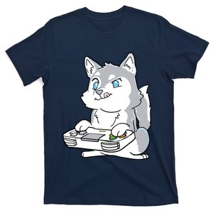 Siberian Husky Gaming Kawaii Gift For Gamers And Dog Lovers T-Shirt