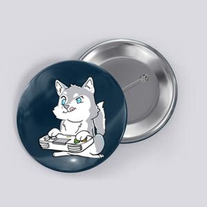 Siberian Husky Gaming Kawaii Gift For Gamers And Dog Lovers Button