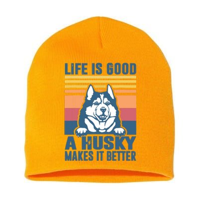 Siberian Husky Gifts For Women Men Husky Dog Dad Dog Mom Short Acrylic Beanie