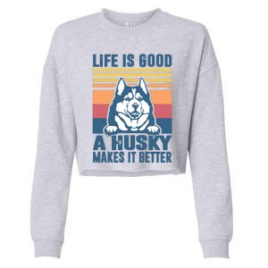 Siberian Husky Gifts For Women Men Husky Dog Dad Dog Mom Cropped Pullover Crew